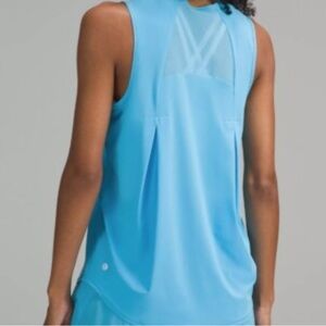 Lululemon Athletica Blue Sleeveless Tank Top High Neck Hem Run Tank Poolside